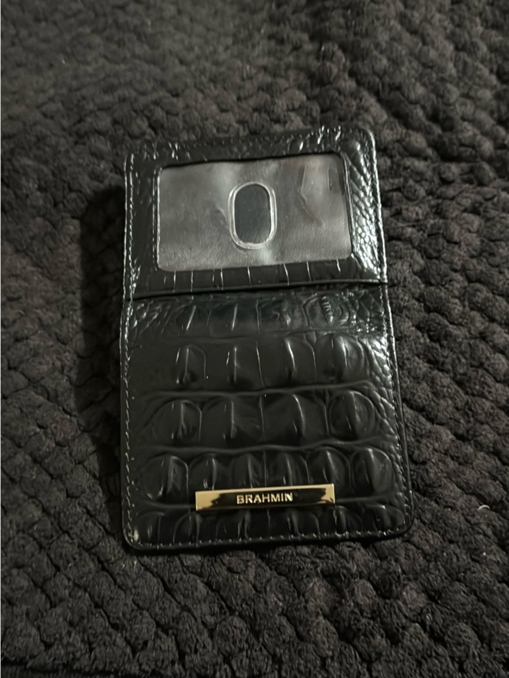 Brahmin Black with Burgundy Croc-Trim Wristlet - Picture 13 of 16